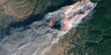 View of massive fire, The Camp Fire, from space